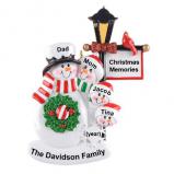 Family Christmas Ornament by Winter Lamp Light for 4 Personalized FREE at PersonalizedOrnamentsMarket.com by Russell Rhodes