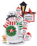 Family Christmas Ornament by Winter Lamp Light for 6 with Pets Personalized FREE at PersonalizedOrnamentsMarket.com by Russell Rhodes