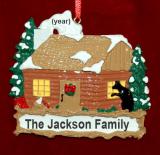 Family Christmas Ornament Cabin in the Woods Personalized FREE at PersonalizedOrnamentsMarket.com by Russell Rhodes