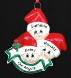 Family Christmas Ornament Holiday Caps Our 3 Kids Personalized FREE at PersonalizedOrnamentsMarket.com by Russell Rhodes