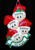 Family Christmas Ornament Holiday Caps Our 4 Kids Personalized FREE at PersonalizedOrnamentsMarket.com by Russell Rhodes