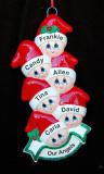 Family Christmas Ornament Holiday Caps Our 6 Kids Personalized FREE at PersonalizedOrnamentsMarket.com by Russell Rhodes