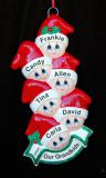 Grandparents Christmas Ornament Holiday Caps 6 Grandkids Personalized FREE at PersonalizedOrnamentsMarket.com by Russell Rhodes