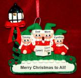 Family Christmas Ornament Caroling for 4 Personalized FREE at PersonalizedOrnamentsMarket.com by Russell Rhodes