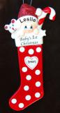 Baby's First Christmas Ornament 'Lizbethan Long Stocking Personalized FREE at PersonalizedOrnamentsMarket.com by Russell Rhodes