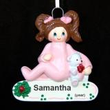 Toddler Christmas Ornament Girl Brown Hair Personalized FREE at PersonalizedOrnamentsMarket.com by Russell Rhodes