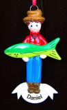 Fishing Christmas Ornament Caught A Huge Fish! Personalized FREE at PersonalizedOrnamentsMarket.com by Russell Rhodes