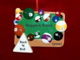 Pool Table Christmas Ornament Personalized FREE at PersonalizedOrnamentsMarket.com by Russell Rhodes