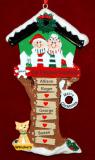 Grandparents Christmas Ornament Tree House for 4 with Dogs, Cats, Pets Custom Added Personalized FREE at PersonalizedOrnamentsMarket.com by Russell Rhodes