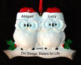 Chi Omega Big and Little Sister Christmas Ornament Personalized FREE at PersonalizedOrnamentsMarket.com by Russell Rhodes