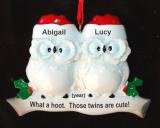 Twins Christmas Ornament What a Hoot Personalized FREE at PersonalizedOrnamentsMarket.com by Russell Rhodes