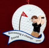 Golf Christmas Ornament Mastering the Links Male Personalized FREE at PersonalizedOrnamentsMarket.com by Russell Rhodes