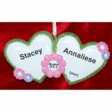 BFF Hearts Best Friends Christmas Ornament Personalized FREE at PersonalizedOrnamentsMarket.com by Russell Rhodes