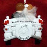 Wedding Christmas Ornament Just Married Personalized FREE at PersonalizedOrnamentsMarket.com by Russell Rhodes