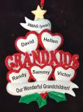 Grandparents Christmas Ornament Loving Hearts 5 Grandkids Personalized FREE at PersonalizedOrnamentsMarket.com by Russell Rhodes