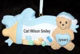 Baby's First Christmas Ornament Bottle 'N Blocks Blue Personalized FREE at PersonalizedOrnamentsMarket.com by Russell Rhodes