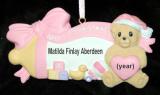 Baby's First Christmas Ornament Bottle 'N Blocks Pink Personalized FREE at PersonalizedOrnamentsMarket.com by Russell Rhodes