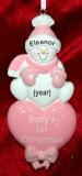 First Christmas Ornament Baby Pink Personalized FREE at PersonalizedOrnamentsMarket.com by Russell Rhodes