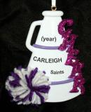 Cheerleading Christmas Ornament Purple Pom Personalized FREE at PersonalizedOrnamentsMarket.com by Russell Rhodes