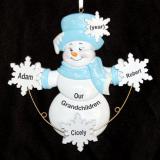 Grandparents Christmas Ornament Frosty Snowflakes 3 Grandkids Personalized FREE at PersonalizedOrnamentsMarket.com by Russell Rhodes