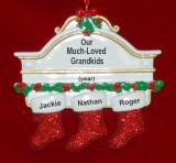 Grandparents Christmas Ornament Hung with Care 3 Grandkids Personalized FREE at PersonalizedOrnamentsMarket.com by Russell Rhodes