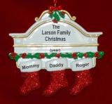 Family Christmas Ornament Hung with Care for 3 Personalized FREE at PersonalizedOrnamentsMarket.com by Russell Rhodes