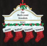 Grandparents Christmas Ornament Hung with Care 4 Grandkids Personalized FREE at PersonalizedOrnamentsMarket.com by Russell Rhodes