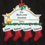 Grandparents Christmas Ornament Hung with Care 4 Grandkids with Dogs, Cats, Pets Custom Added Personalized FREE at PersonalizedOrnamentsMarket.com by Russell Rhodes