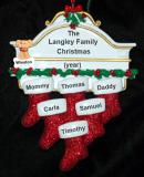 Family Christmas Ornament Hung with Care for 6 with Dogs, Cats, Pets Custom Added Personalized FREE at PersonalizedOrnamentsMarket.com by Russell Rhodes