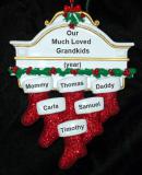 Grandparents Christmas Ornament Hung with Care 6 Grandkids Personalized FREE at PersonalizedOrnamentsMarket.com by Russell Rhodes