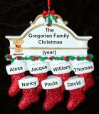 Family Christmas Ornament Hung with Care for 7 with Dogs, Cats, Pets Custom Added Personalized FREE at PersonalizedOrnamentsMarket.com by Russell Rhodes