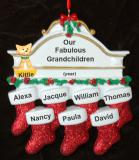 Grandparents Christmas Ornament Hung with Care 7 Grandkids with Dogs, Cats, Pets Custom Added Personalized FREE at PersonalizedOrnamentsMarket.com by Russell Rhodes