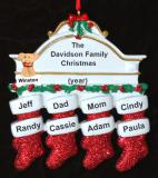 Family Christmas Ornament Hung with Care for 8 with Dogs, Cats, Pets Custom Added Personalized FREE at PersonalizedOrnamentsMarket.com by Russell Rhodes