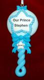 Baby Christmas Ornament Blue Rattle Personalized FREE at PersonalizedOrnamentsMarket.com by Russell Rhodes