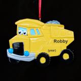 Dump truck Christmas Ornament Personalized FREE at PersonalizedOrnamentsMarket.com by Russell Rhodes