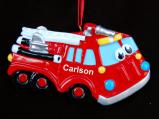 Firetruck Christmas Ornament for Youth Personalized FREE at PersonalizedOrnamentsMarket.com by Russell Rhodes