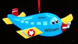 Kids Christmas Ornament Airplane Toy Personalized FREE at PersonalizedOrnamentsMarket.com by Russell Rhodes