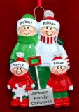 Family Christmas Ornament for 4 Outside Together Personalized FREE at PersonalizedOrnamentsMarket.com by Russell Rhodes