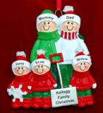 Family Christmas Ornament for 5 Outside Together Personalized FREE at PersonalizedOrnamentsMarket.com by Russell Rhodes