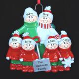 Family Christmas Ornament Fun in the Snow for 6 Personalized FREE at PersonalizedOrnamentsMarket.com by Russell Rhodes