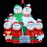 Family Christmas Ornament for 7 Outside Together with Dogs, Cats, Pets Custom Added Personalized FREE at PersonalizedOrnamentsMarket.com by Russell Rhodes