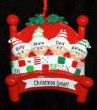 Family Christmas Ornament Snug in Bed for 4 Personalized FREE at PersonalizedOrnamentsMarket.com by Russell Rhodes