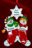 Twins Christmas Ornament Festive Stockings Personalized FREE at PersonalizedOrnamentsMarket.com by Russell Rhodes