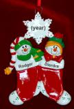 Siblings Christmas Ornament Festive Stockings Personalized FREE at PersonalizedOrnamentsMarket.com by Russell Rhodes