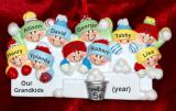 Grandparents Christmas Ornament Snowball Fun 10 Grandkids Personalized FREE at PersonalizedOrnamentsMarket.com by Russell Rhodes