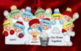 Family Christmas Ornament Snowball Fun Family 10 with Pets Personalized FREE at PersonalizedOrnamentsMarket.com by Russell Rhodes