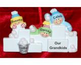 Grandparents Christmas Ornament Snowball Fun 3 Grandkids Personalized FREE at PersonalizedOrnamentsMarket.com by Russell Rhodes