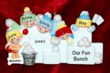 Family Christmas Ornament Snowball Fun Just the 5 Kids with Dogs, Cats, Pets Custom Added Personalized FREE at PersonalizedOrnamentsMarket.com by Russell Rhodes