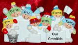 Grandparents Christmas Ornament Snowball Fun 7 Grandkids Personalized FREE at PersonalizedOrnamentsMarket.com by Russell Rhodes