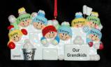 Grandparents Christmas Ornament Snowball Fun 8 Grandkids Personalized FREE at PersonalizedOrnamentsMarket.com by Russell Rhodes